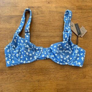 Thrills Aster Underwire Bikini Top Powder Blue floral NEW Size L recycled fibre